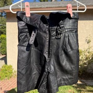 Black faux Leather High-Waisted Shorts